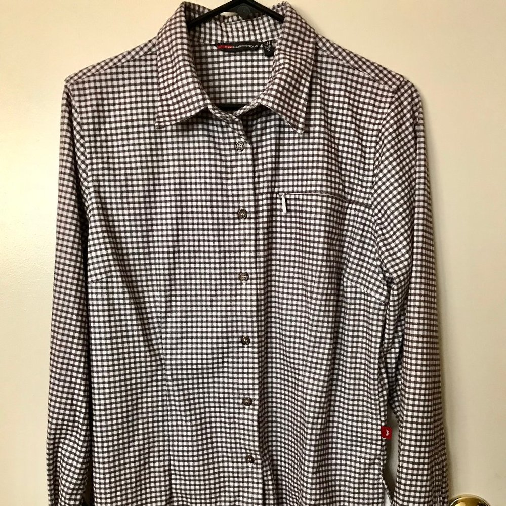 F.lli Campagnolo Italy Fleece Outdoor Shirt – Brown & White Plaid – Size S